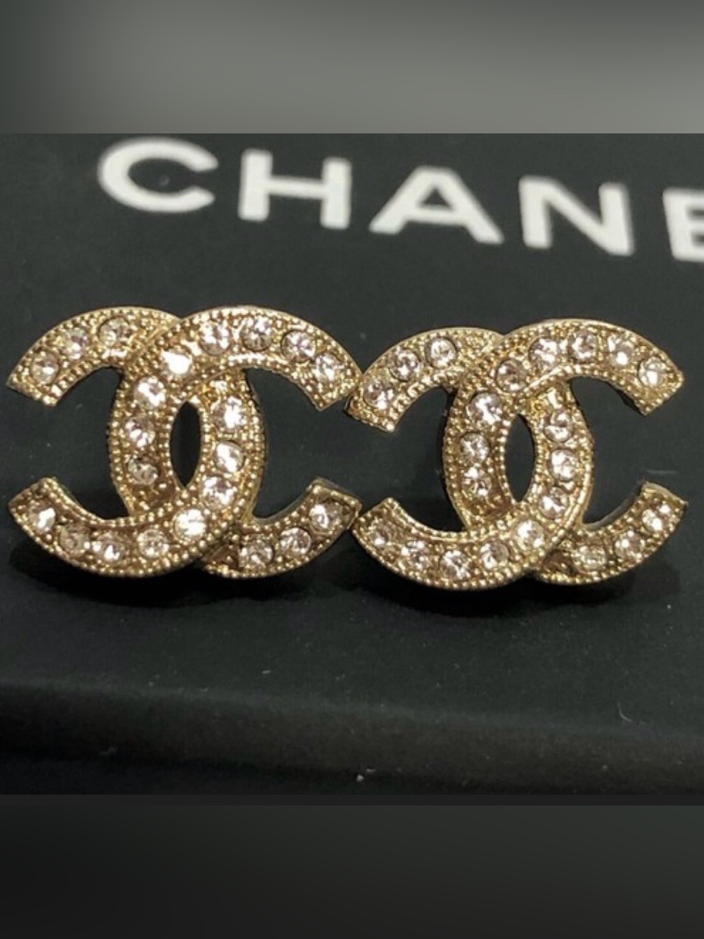 Crystal Gold CC Stud Earring